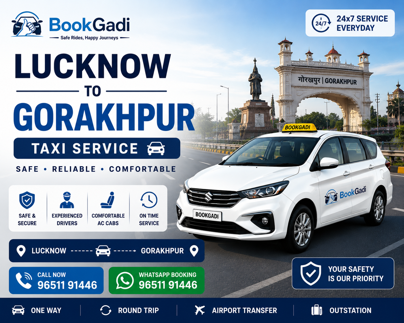 Best 1 Lucknow to Gorakhpur Taxi Service